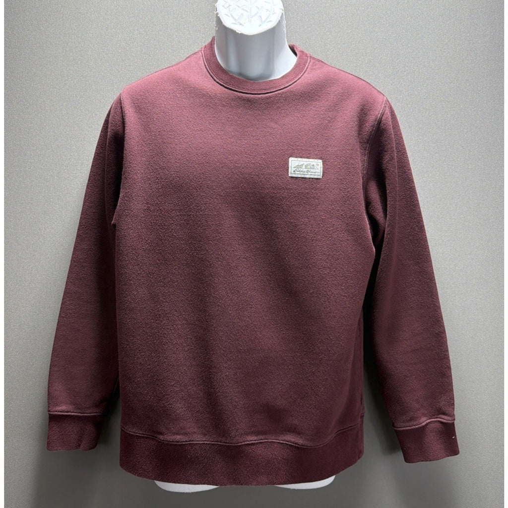 Eddie Bauer Soft Fleece Sweatshirt Shirt Crew Neck Burgundy Men's Size S