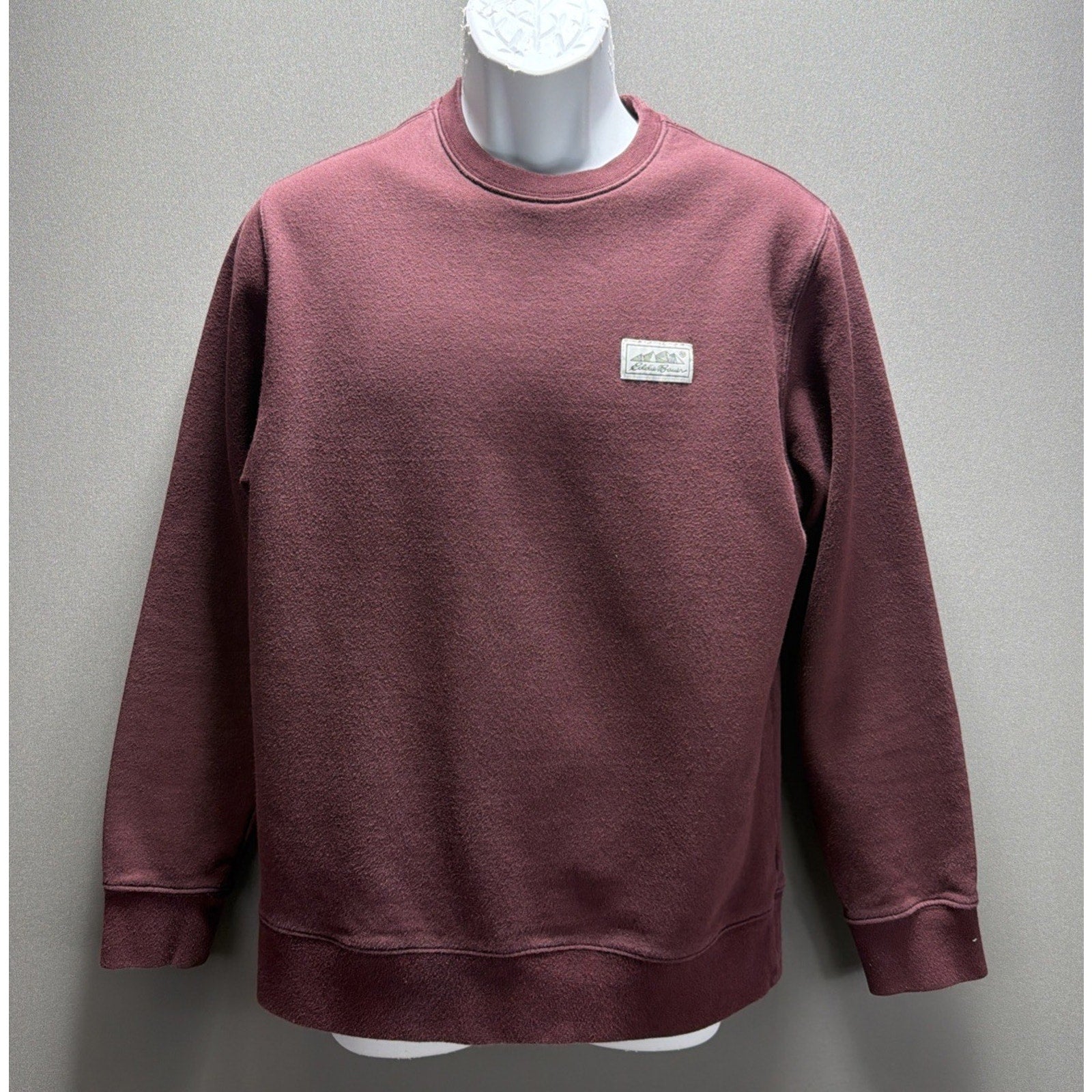 Eddie Bauer Soft Fleece Sweatshirt Shirt Crew Neck Burgundy Men's Size S