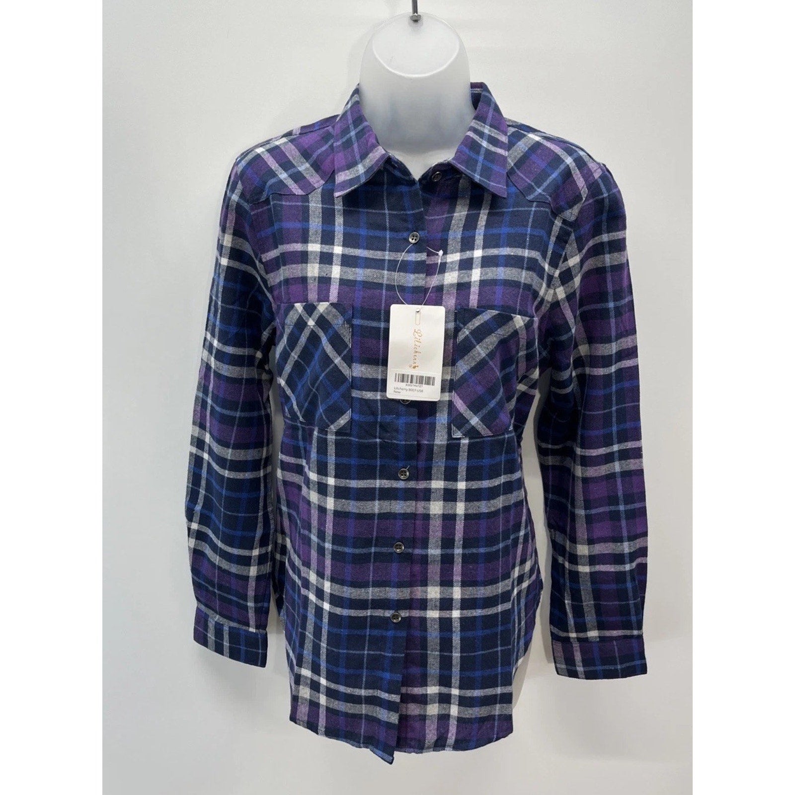NWT Lilicherry Long Sleeve Plaid Flannel Button Up Shirt Size 8