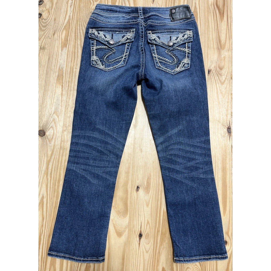 Silver Suki High Capri Jeans - Fluid Denim | Size 27/23 Back Flap Stitch Pocket