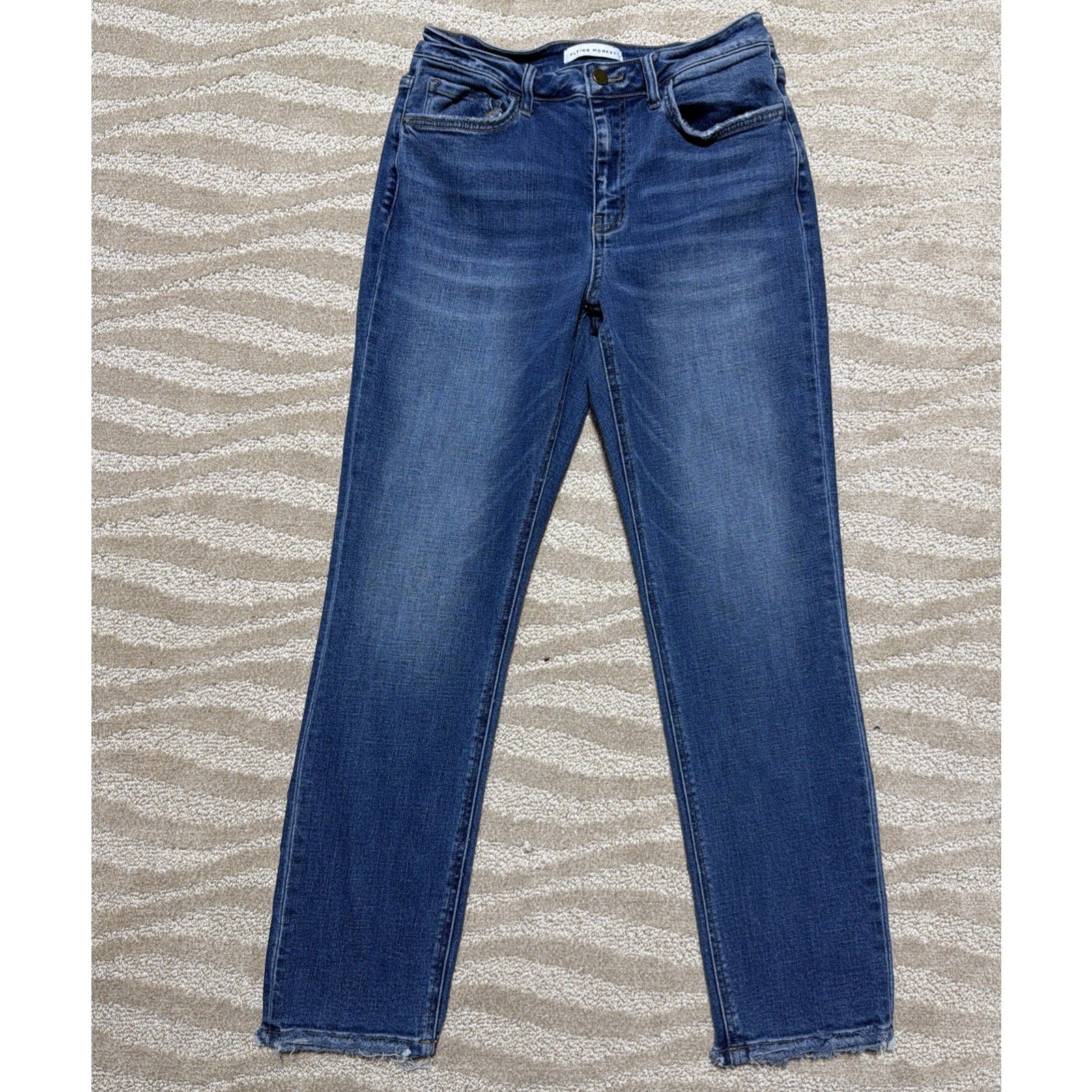 Flying Monkey Raw Hem Skinny Jeans Womens 26 Blue High Rise Stretch Denim