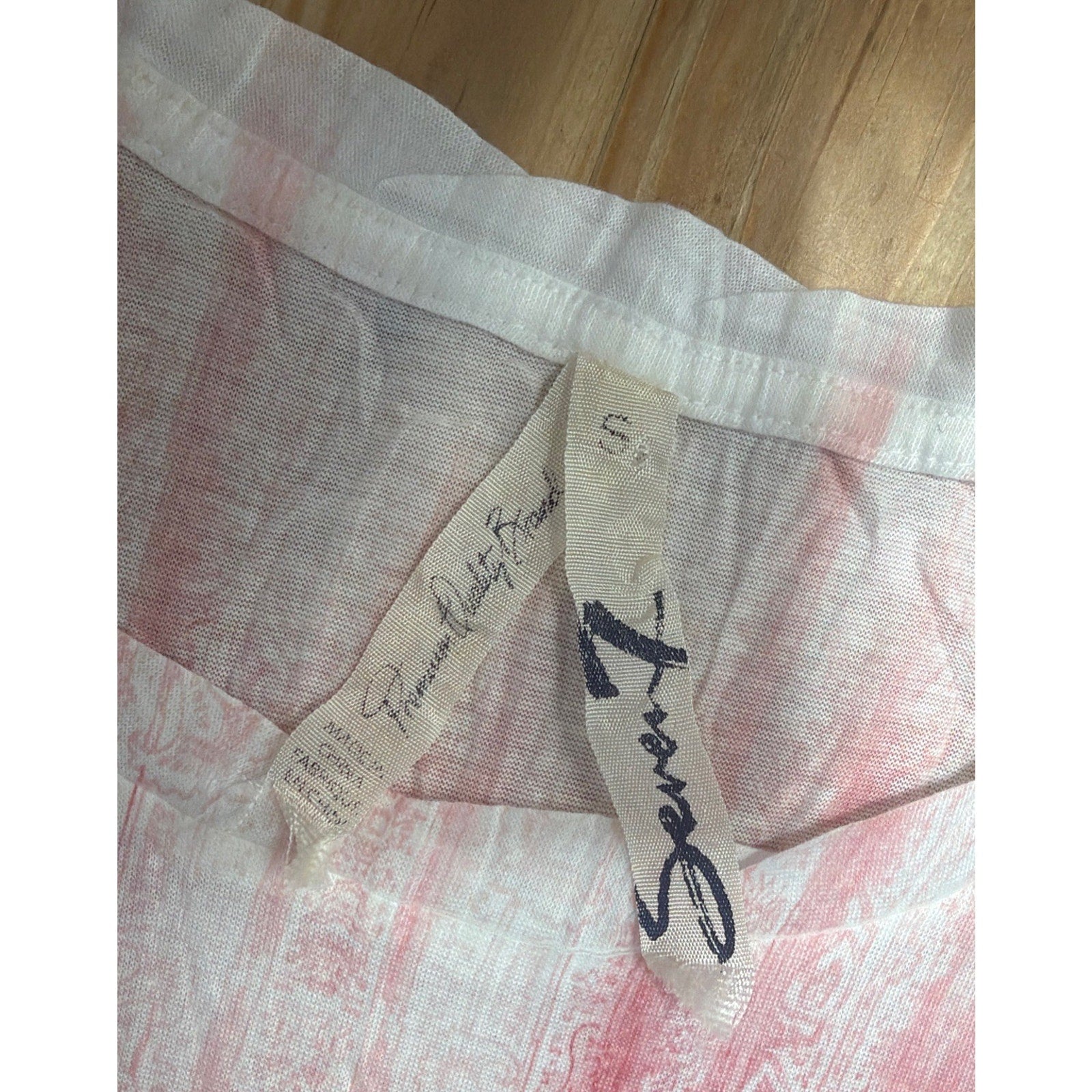 SEVEN7 Red White Fade Paisley Floral Boho Tie Dye Short Sleeve T Shirt Medium S5