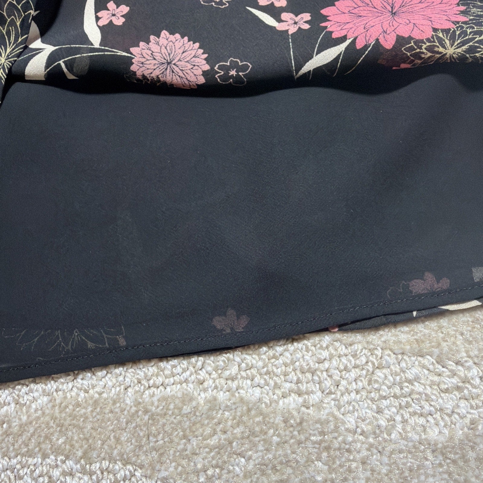 Ann Taylor LOFT Black Pink Floral Print Bell Sleeve Lined Blouse Size XS