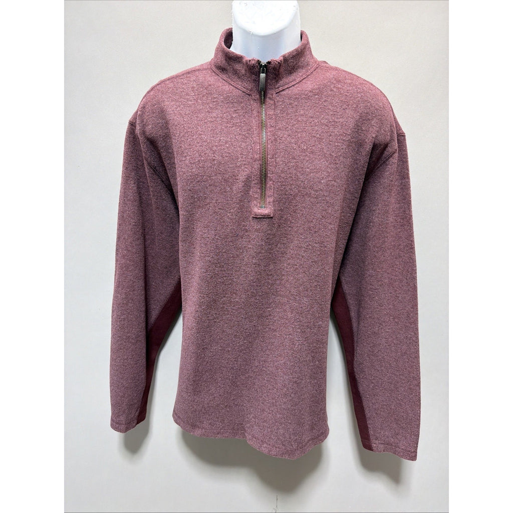 Roundtree & Yorke Sweater Mens XL 2 Tone Red 1/4 Zip Pullover Preppy Casual