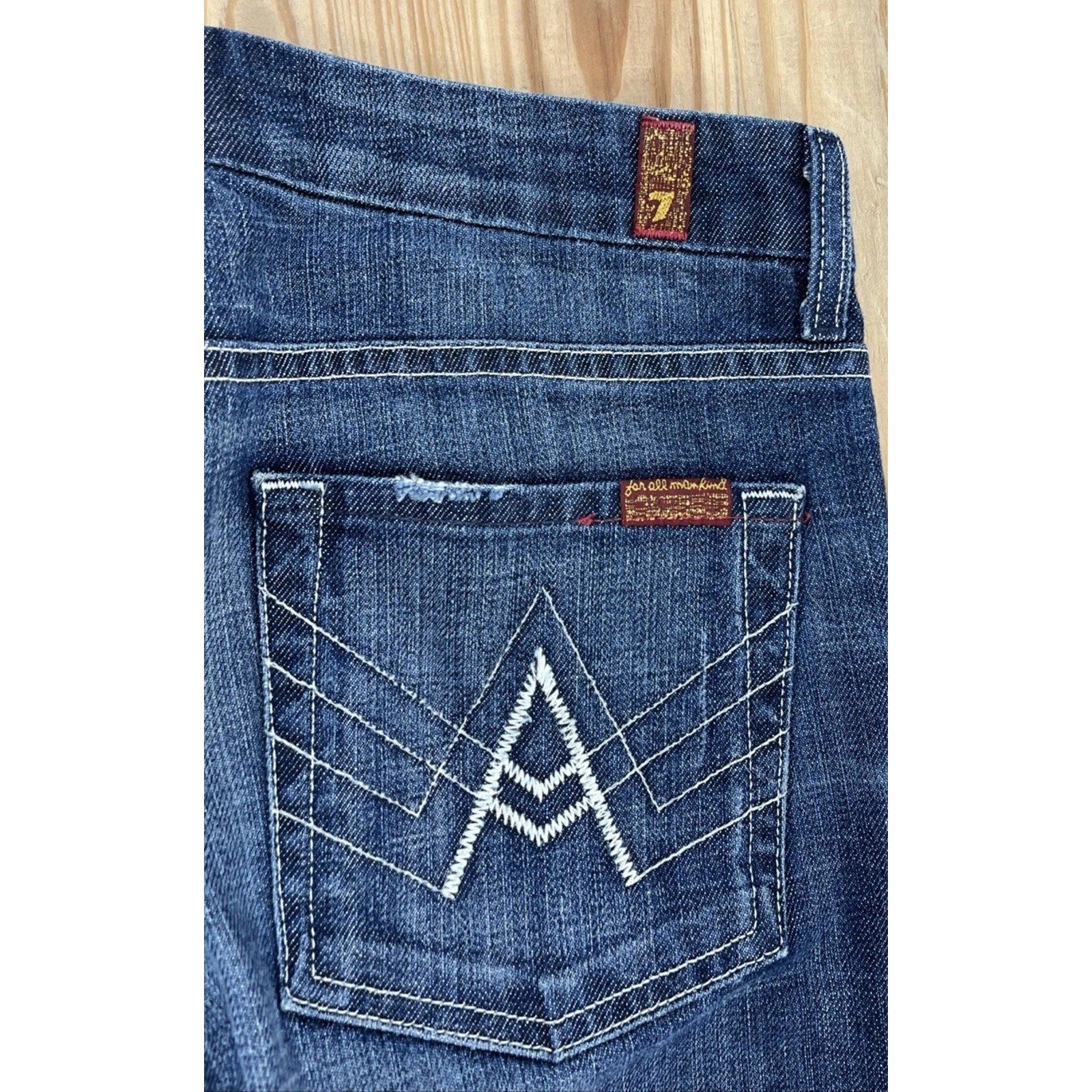 7 For All Man Kind Jeans Womens 27 Blue Denim Bootcut A Pocket Preppy