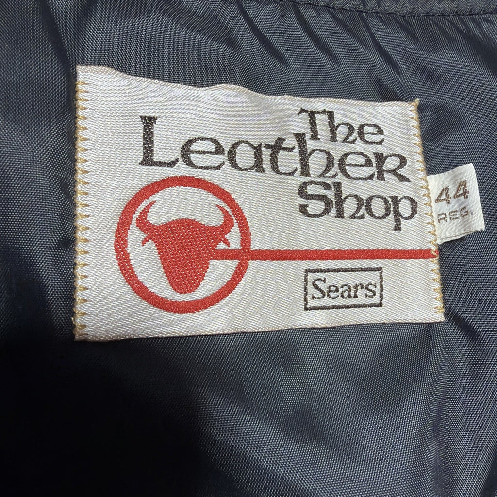 Vtg 70s Sears Leather Vest Mens 44 Black The Leather Shop Western Cowboy Biker