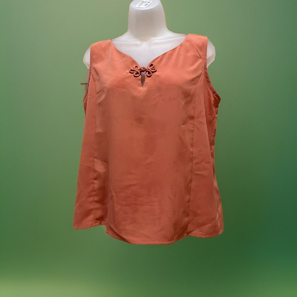 Martinique women's Peach Orange sleeveless Tie Front Sleeveless Blouse Women's M