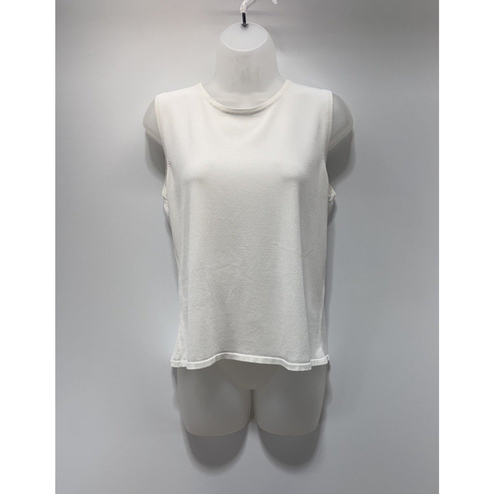 Calvin Klein White Rayon Shell Scoop Neck Sleeveless Pullover Women’s Size L