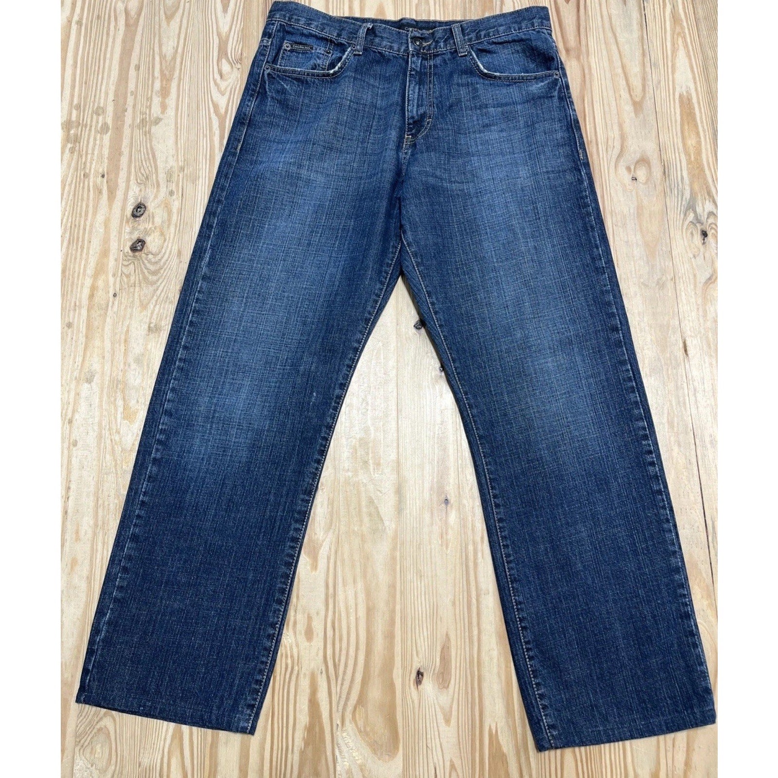 Calvin Klein Men’S Relaxed Straight Easy Fit Dark Wash Blue Jeans Size 34x29