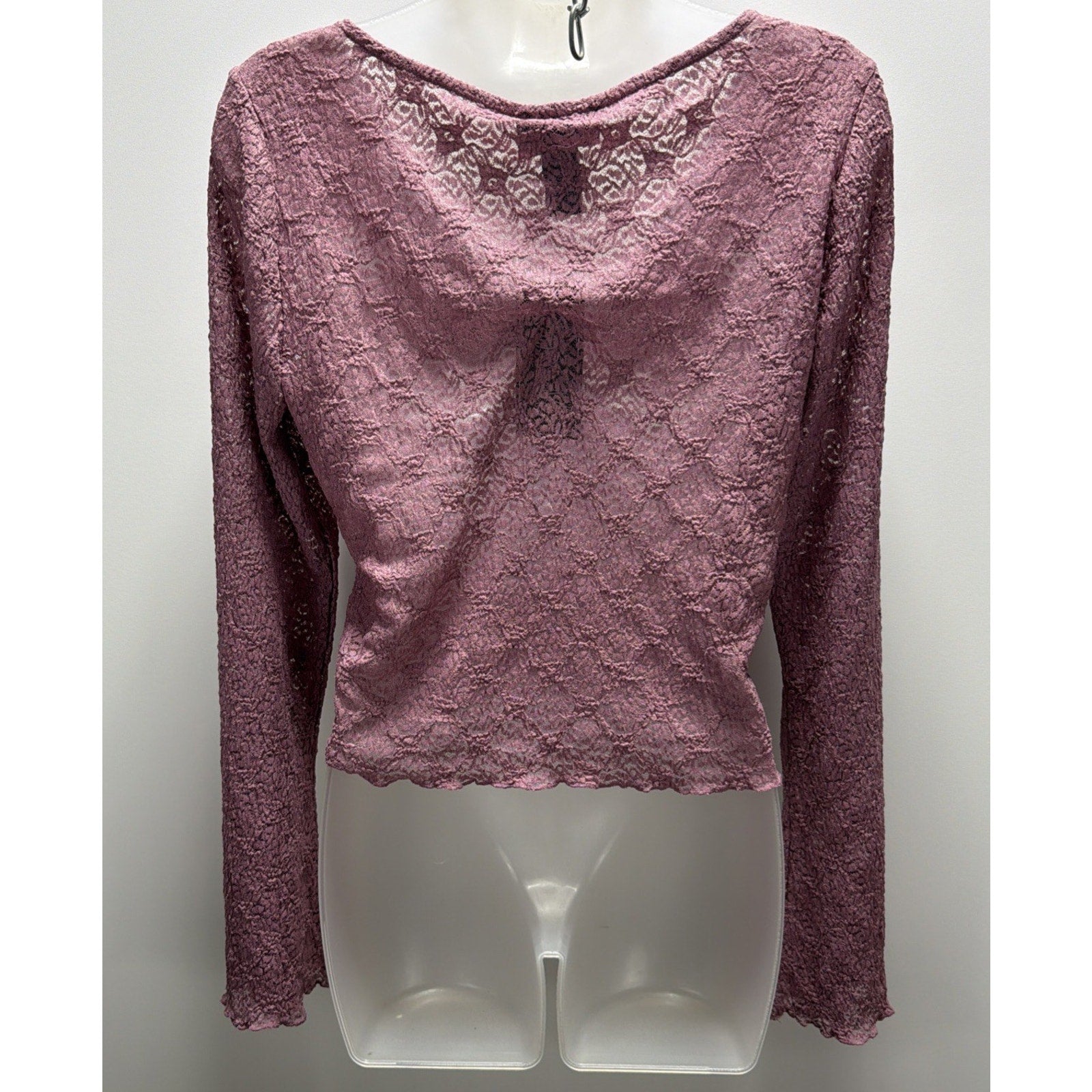 NWT Just Polly New York Purple Mesh Bell Sleeve Ruched Blouse Sz XL