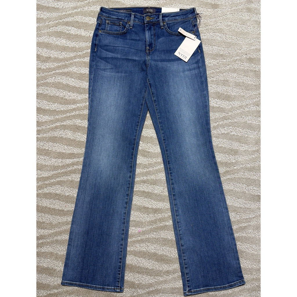 NYDJ Barbara Bootcut Womens Jeans Womens Sz 2 Mid Rise Lift Tuck Blue NWT 28x31