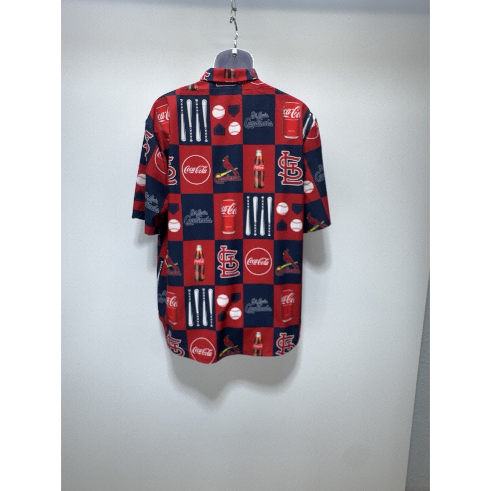 ST. LOUIS CARDINALS Men's Adult ALL OVER PRINT Button SHIRT COCA-COLA XL NWOT