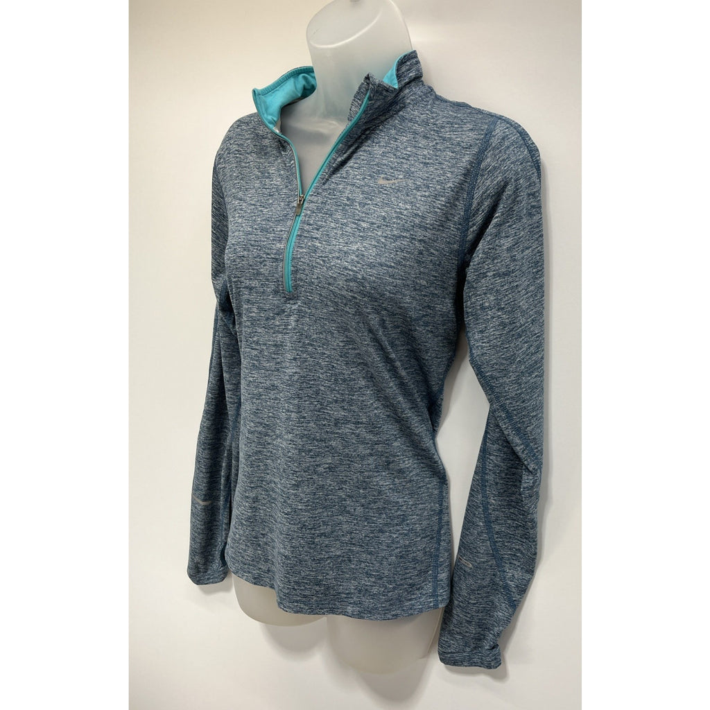 Nike Dri-Fit Element Half Zip Running Top Long Sleeve Medium, Blue Space Dye