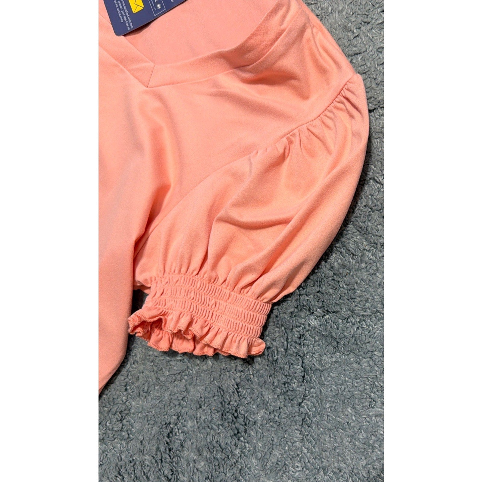 Misifi Coral Square Neck Puff Sleeve Top L Smocked Ruffle Cuff NWT