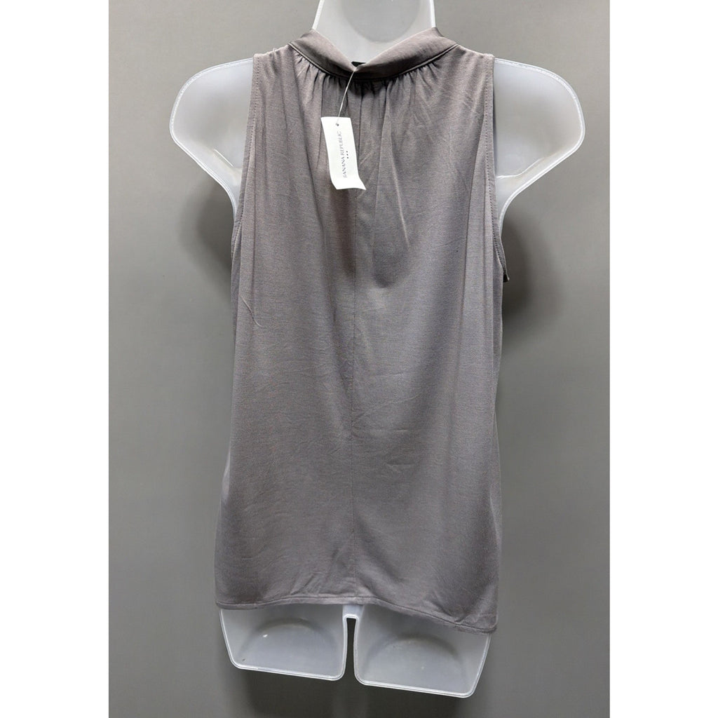 Banana Republic Black Sleeveless Soft Sarin Top Sz XS Keyhole Tie Front New