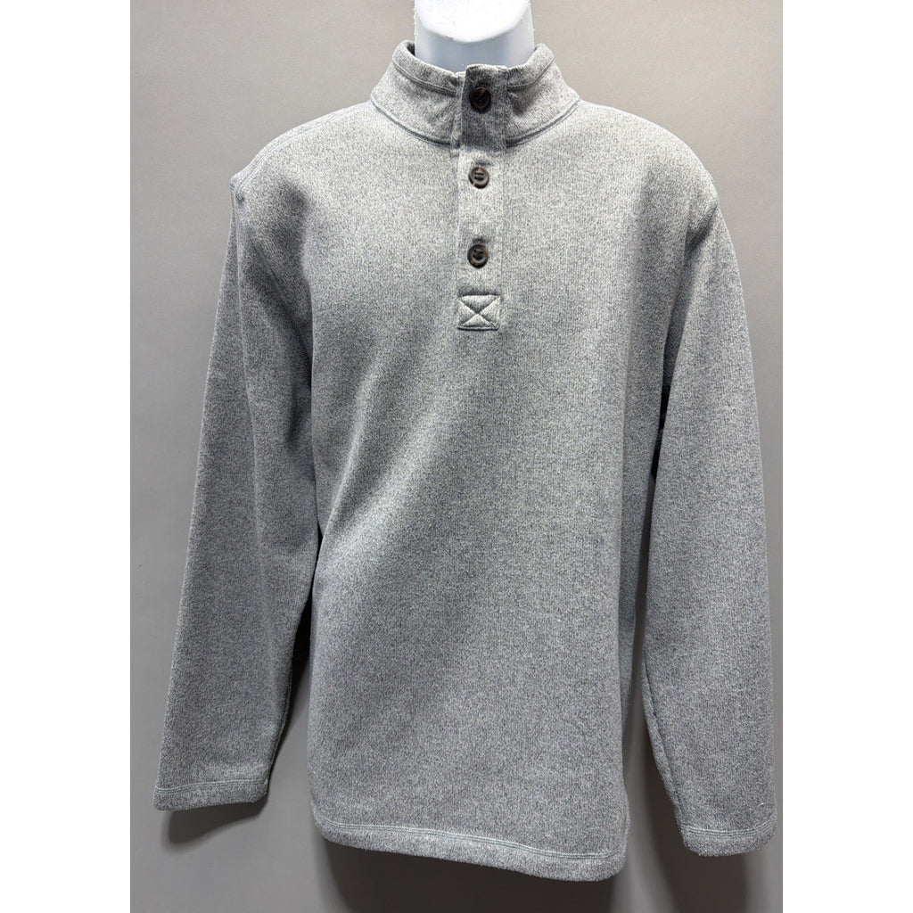 GH Bass & Co Men's Size XL 1/4 Button Knit Sweater Heathered Gray Sherpa Collar