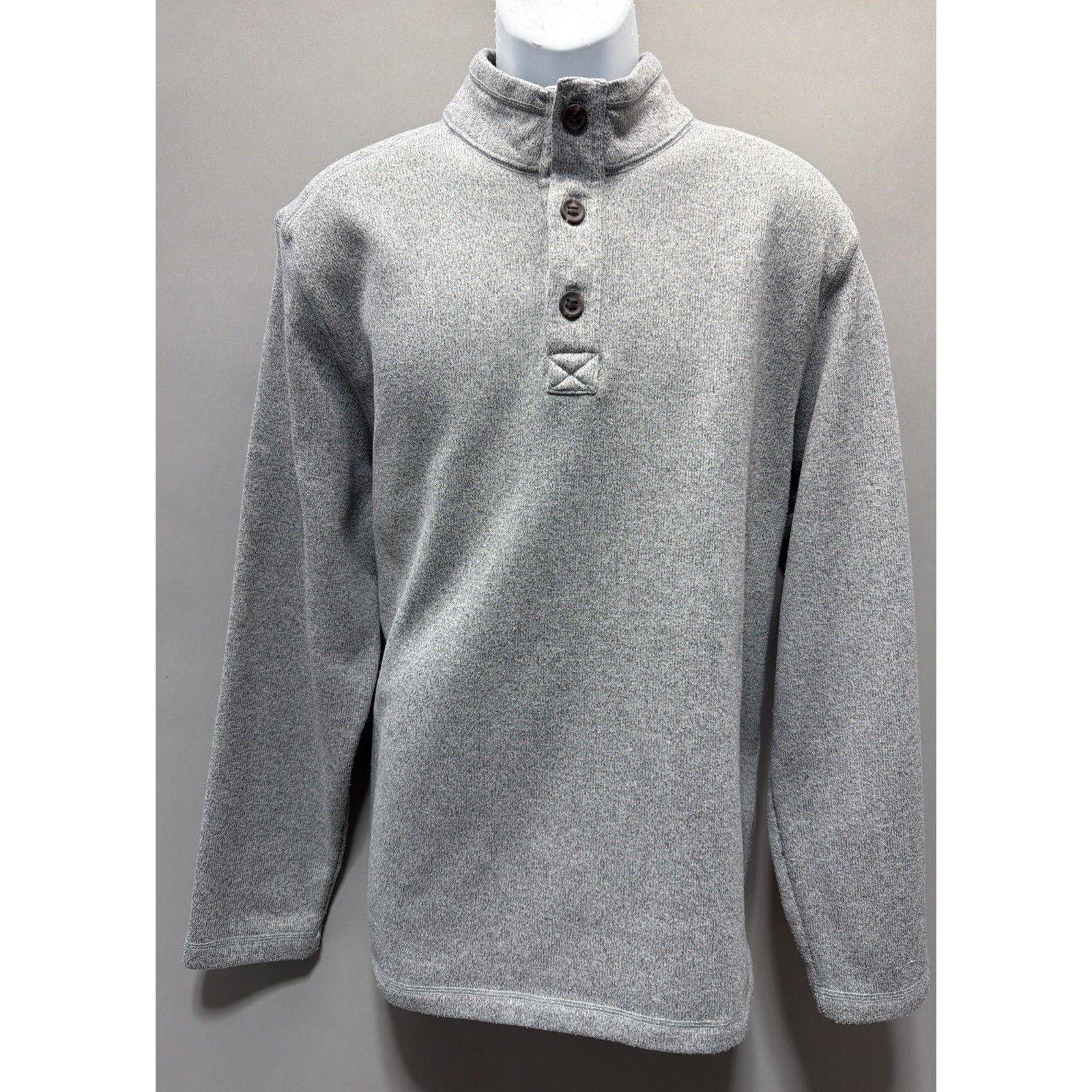 GH Bass & Co Men's Size XL 1/4 Button Knit Sweater Heathered Gray Sherpa Collar