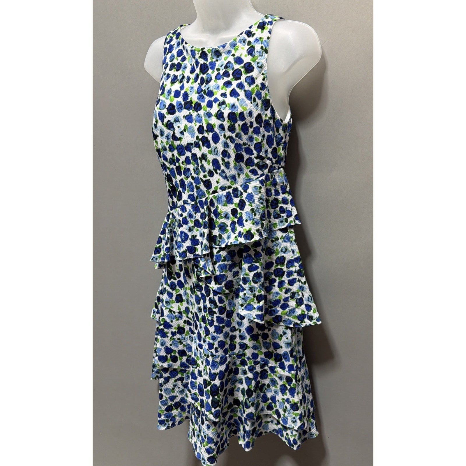LAUREN RALPH LAUREN Women's 4 Printed Ruffled Crepe A-Line Dress Lined Excellent