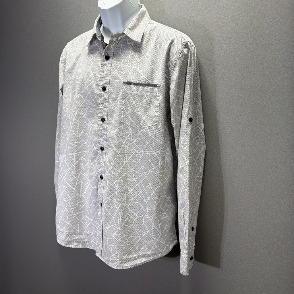 Modern Culture Men's Large Geometric Print Long Sleeve Button Down Shirt