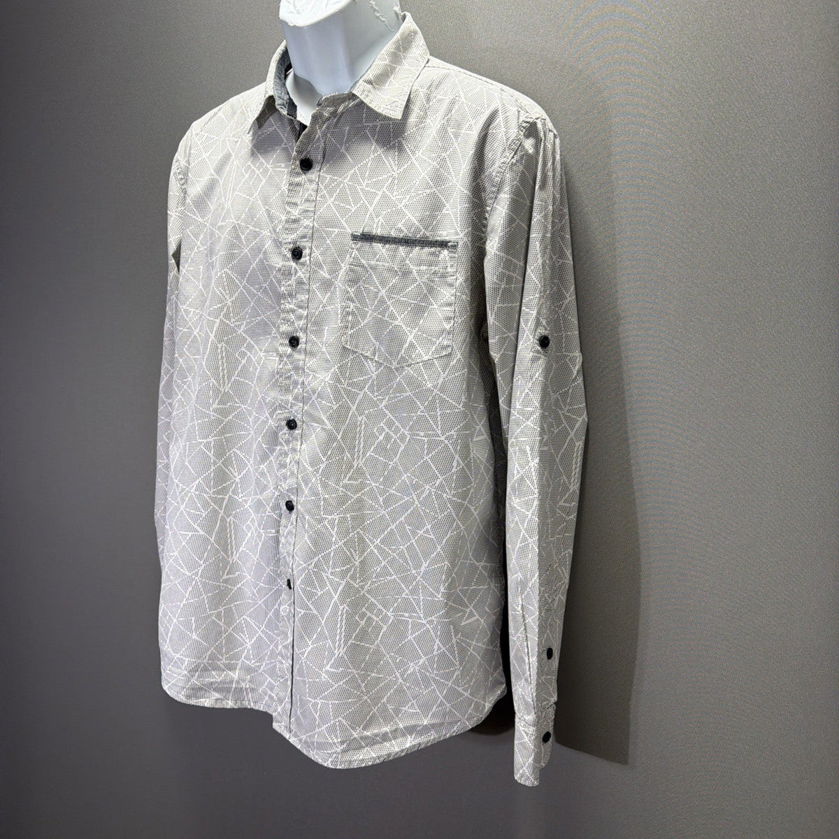Modern Culture Men's Large Geometric Print Long Sleeve Button Down Shirt