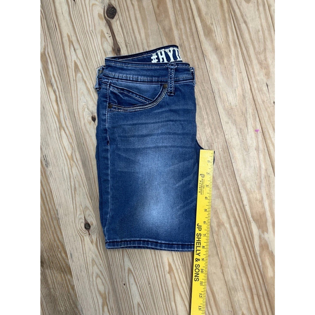 Hydraulic Womens 7/8 Bermuda Lola Denim Shorts Embroidered Flap Pockets