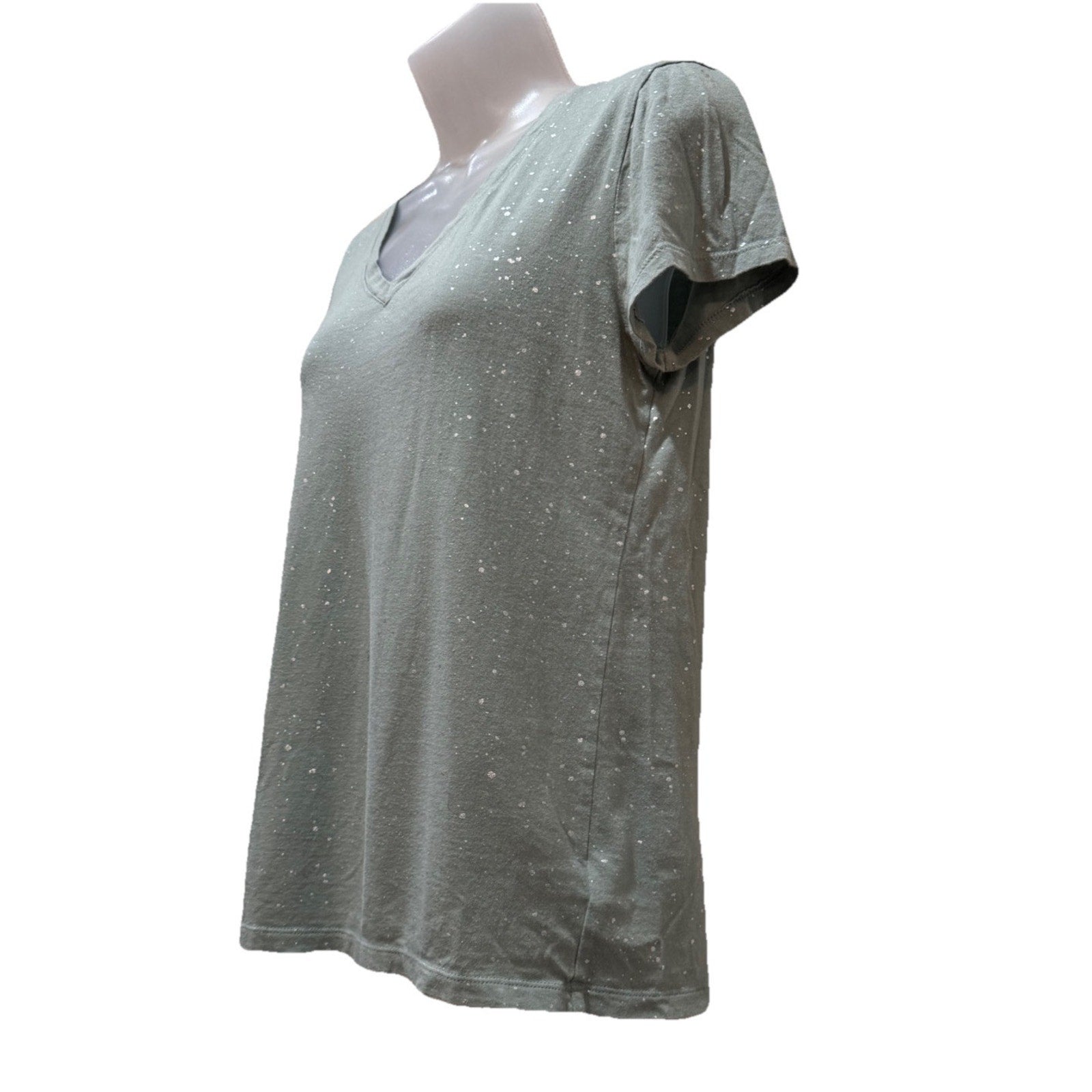 Gap T-Shirt Women’s Cactus Green Size Medium Glitter Silver Speck Design