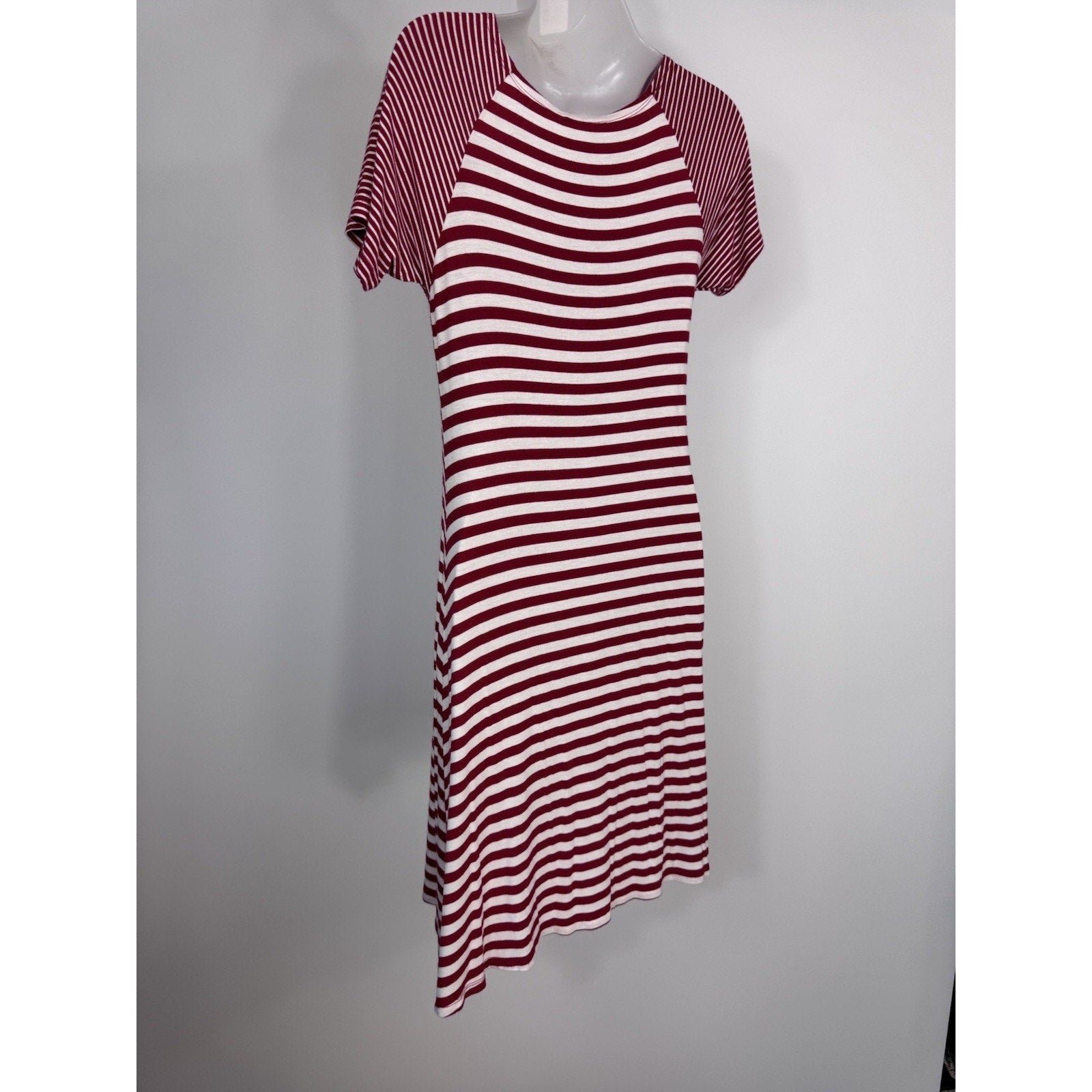 Chico Women's Raglan Short Sleeve Striped T-Shirt Dress Zenana Size Small