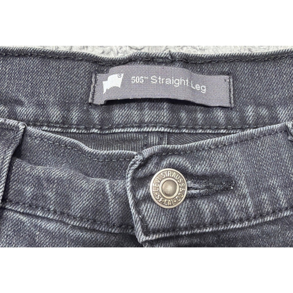 Levis Jeans Womens Black Faded 505 Straight Leg Denim 32x31