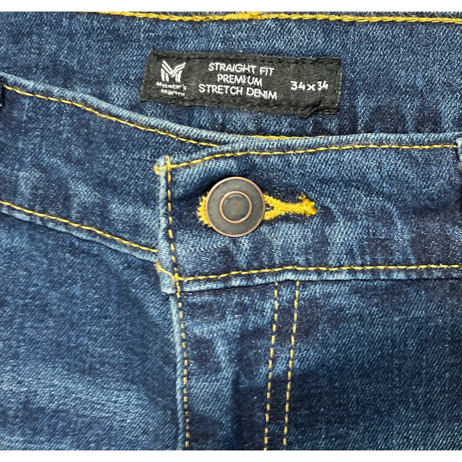 NWT Member's Mark Men's Straight Fit Premium Stretch Denim Jeans, 34x34