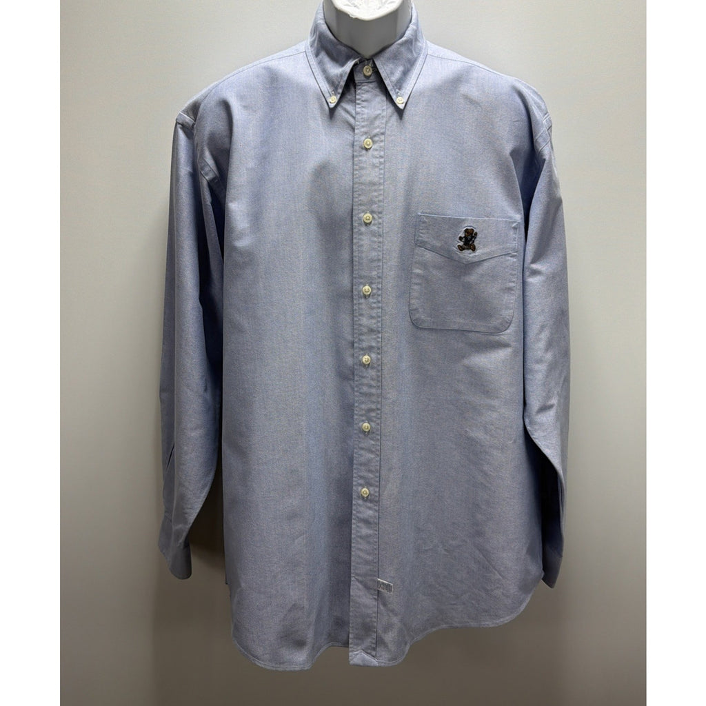 Polo Ralph Lauren Bear Oxford Long Sleeve Blue Button Down Shirt Mens L NWOT