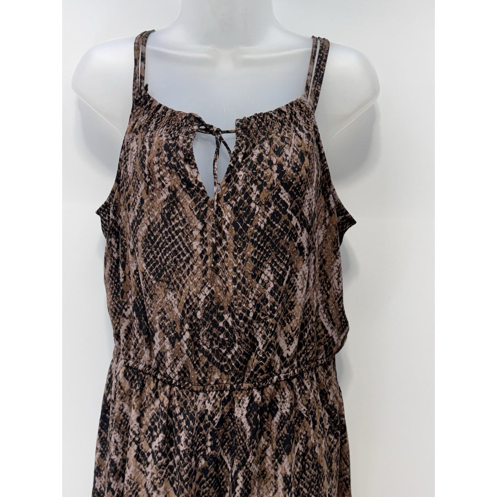 Maurices Snakeskin Elastic Waist Lined Dress Brown Women’s Size Medium NWT