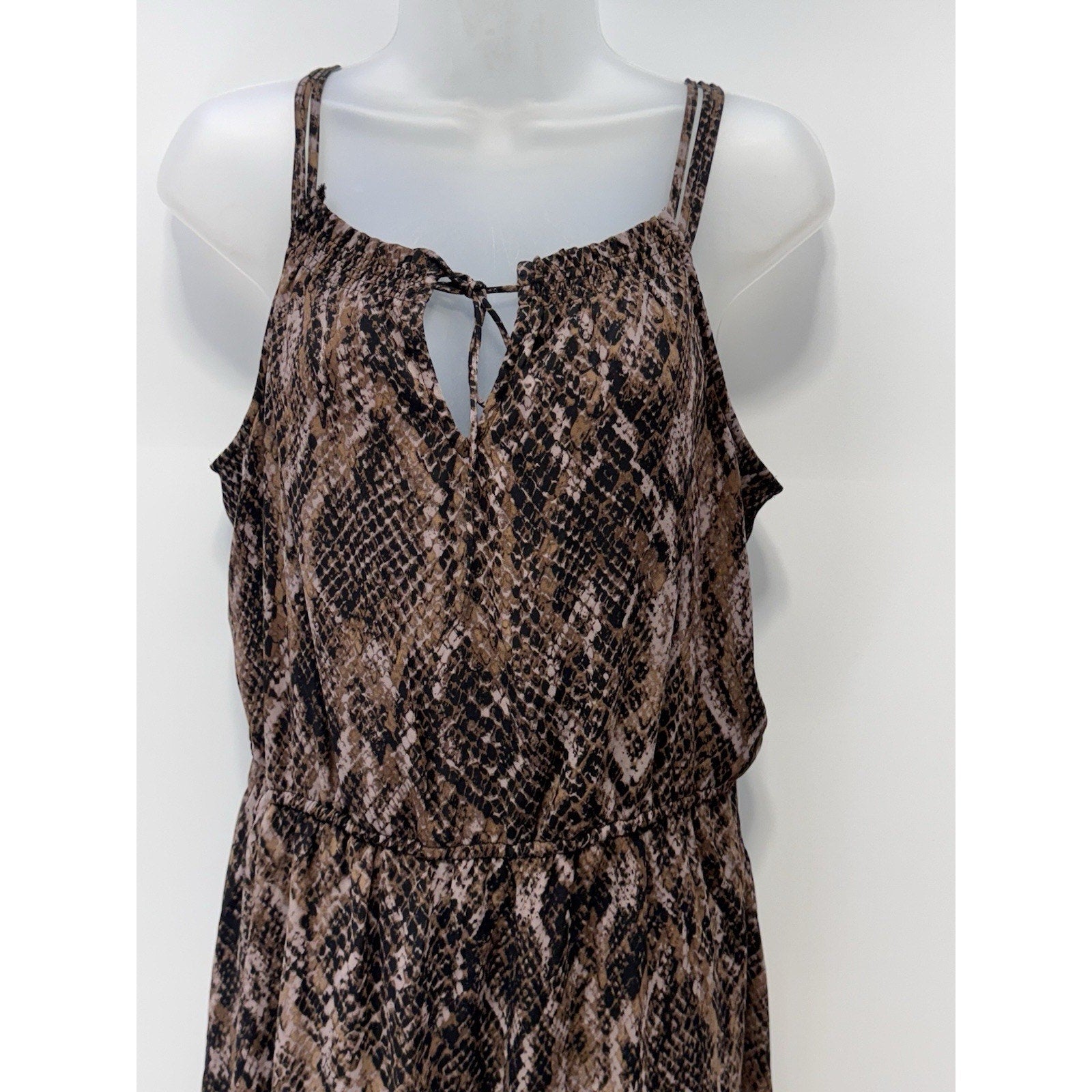 Maurices Snakeskin Elastic Waist Lined Dress Brown Women’s Size Medium NWT