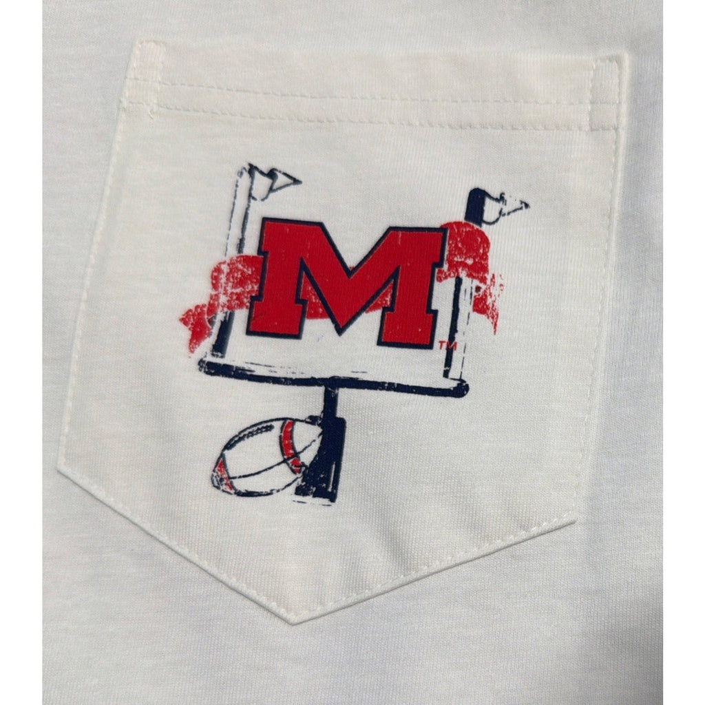 Ole Miss Rebels Champion Football Pocket Solid Gameday T-Shirt White M Excellent