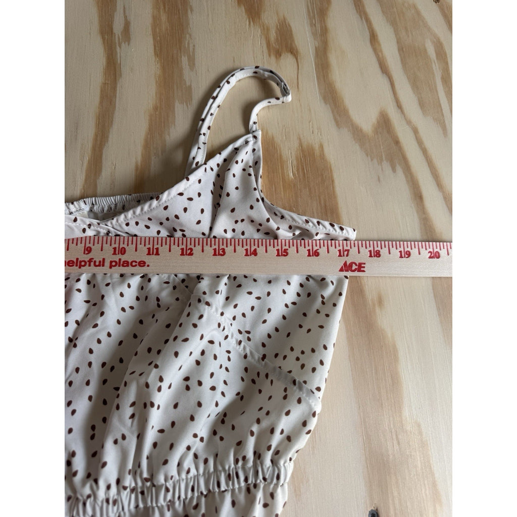 Alredine Jumper Romper Sleeveless Cream With Brown Polka Dot New Women’s Large