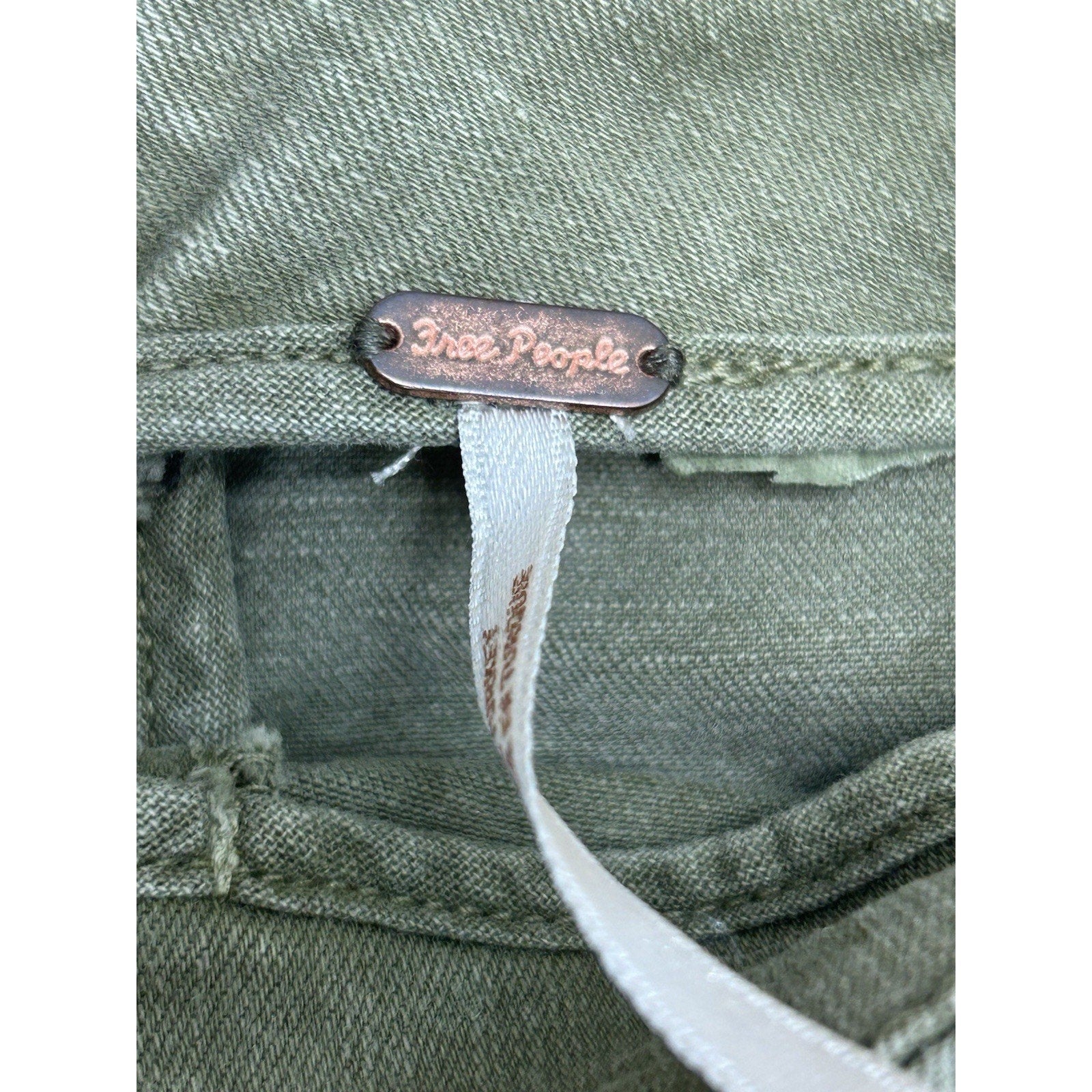 Free People Modern Femme Olive Green Denim Skirt Sz4