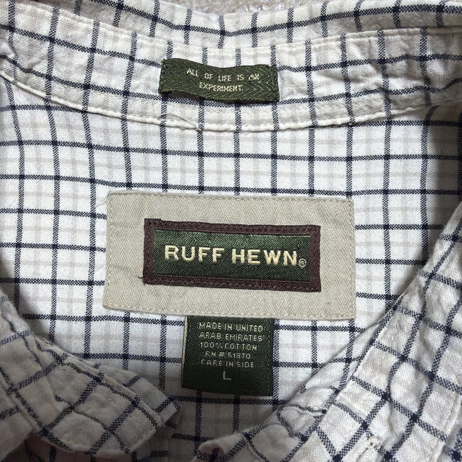 Ruff Hewn Men’s Short Sleeve Plaid Button Down Shirt Size Large Outdoors Casual