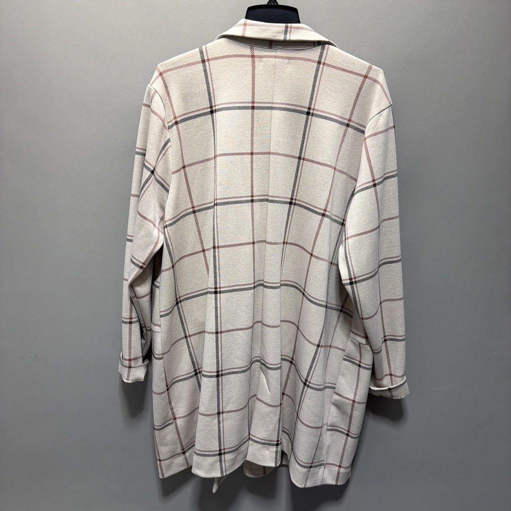 NWT Maurices Double Breasted Plaid Window Pane Duster Blazer Woman Plus Sz 2X