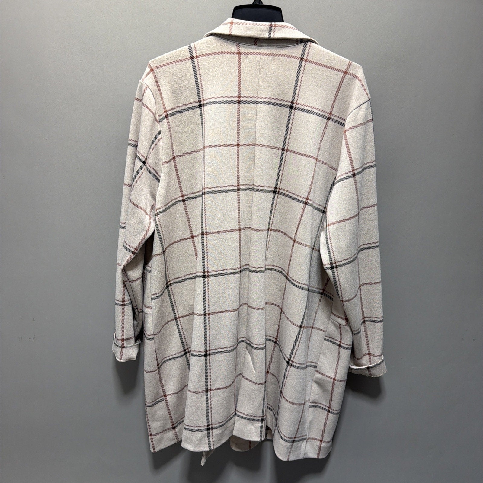 NWT Maurices Double Breasted Plaid Window Pane Duster Blazer Woman Plus Sz 2X