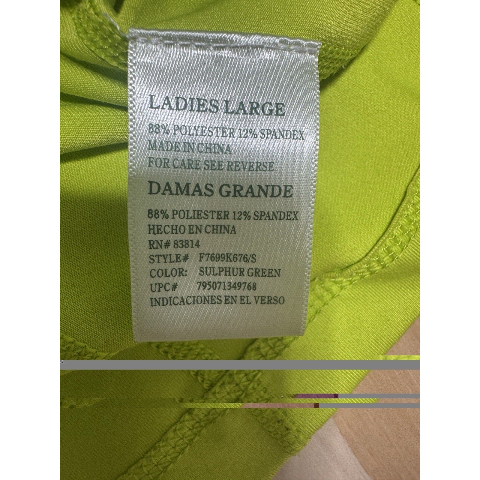 Tangerine Women’s L Neon Sulphur Green Full Zip Athletic Running Jacket Zip