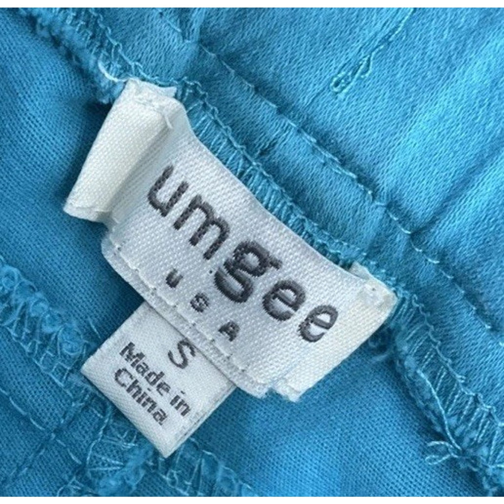 Umgee Pull On Pants Women Sz S USA Aqua Moto Jegging Skinny Ankle Zip Banded