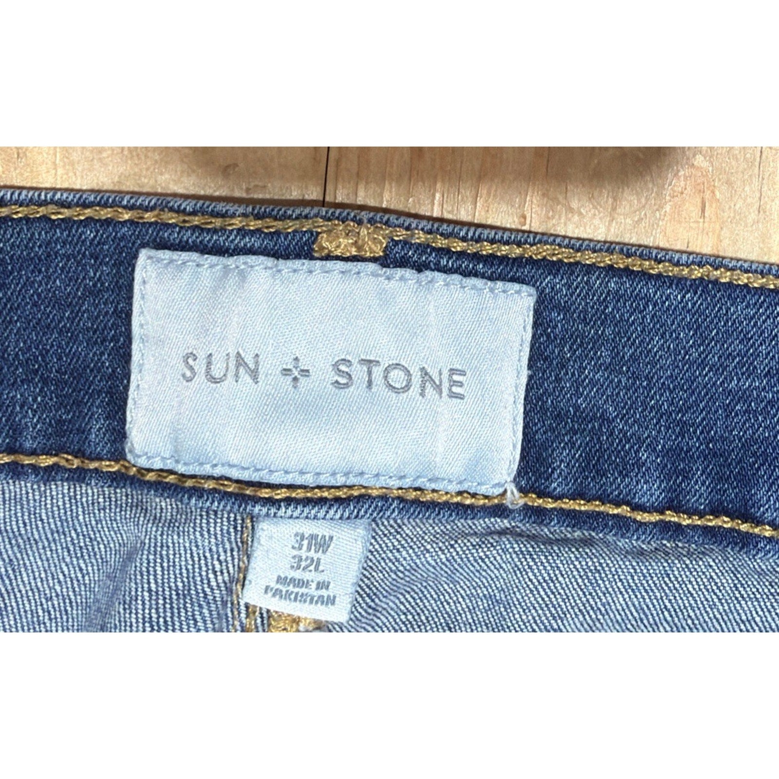Denim Jeans Sun + Stone Mens Athletic Skinny Fit Distressed Blue 31x32
