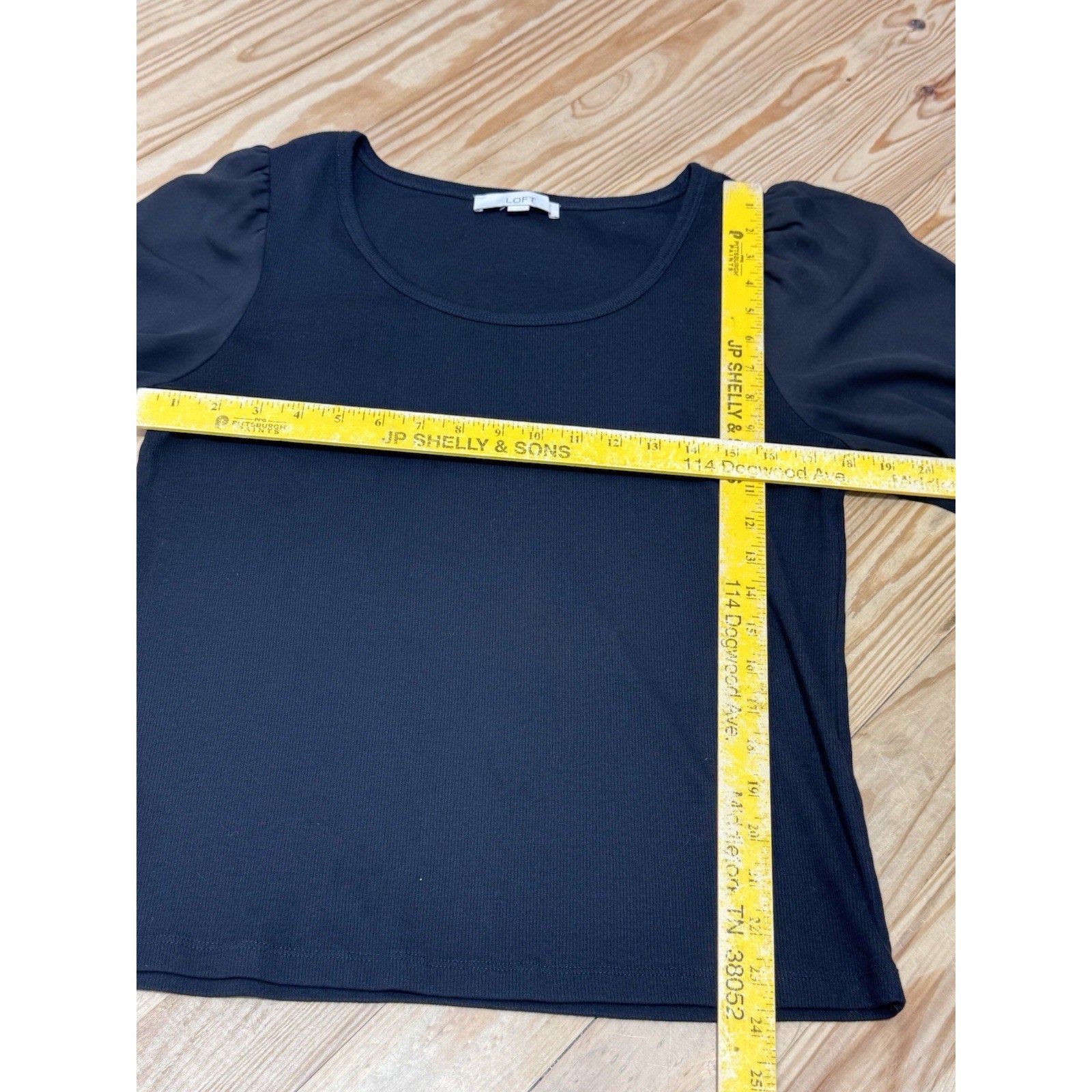 TALBOTS Black Soft Knit Cotton Blend Sweater Top Sheer Arms Women’s Size Large