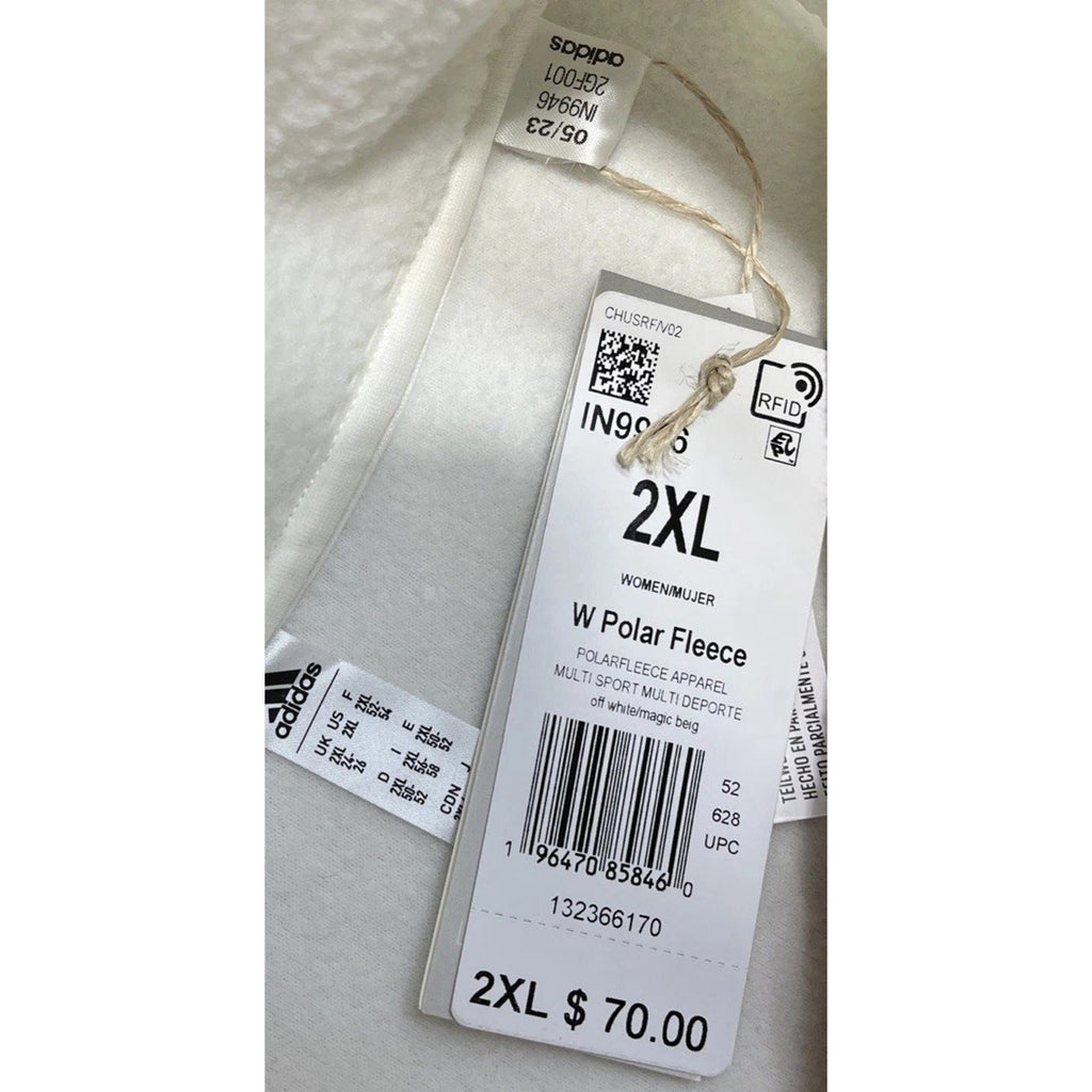 NEW ADIDAS BEIGE. 1/4 SNAPS BUTTONS WINTERIZED POLAR FLEECE PULLOVER JACKET 2XL