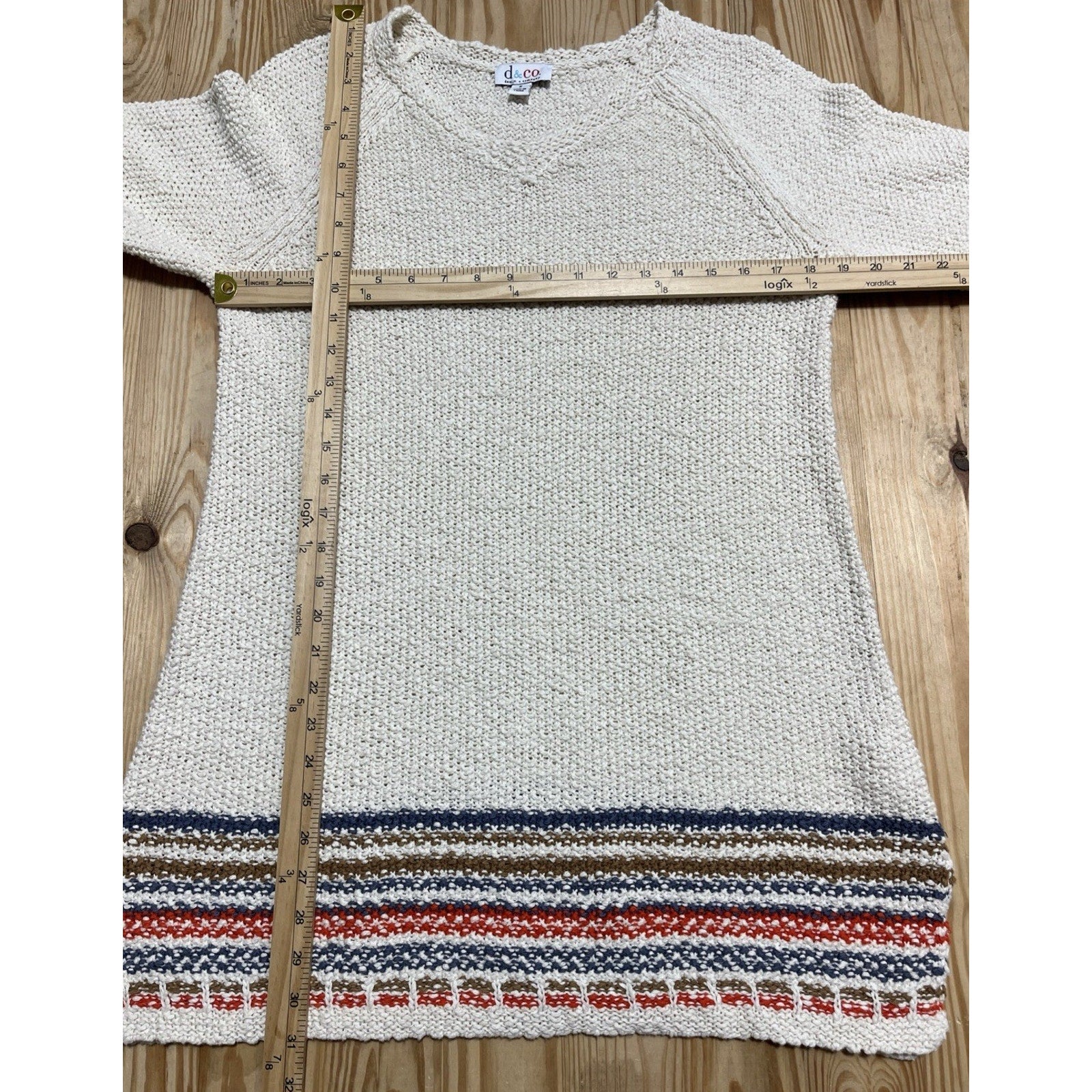 Denim & Co. Heritage Cable Knit Sweater Dress- Ivory- Small