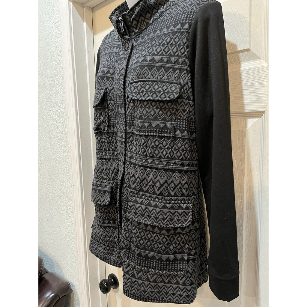 Maurices Jacket Size M Black Gray Geometric Zip Women's Lightweight Top