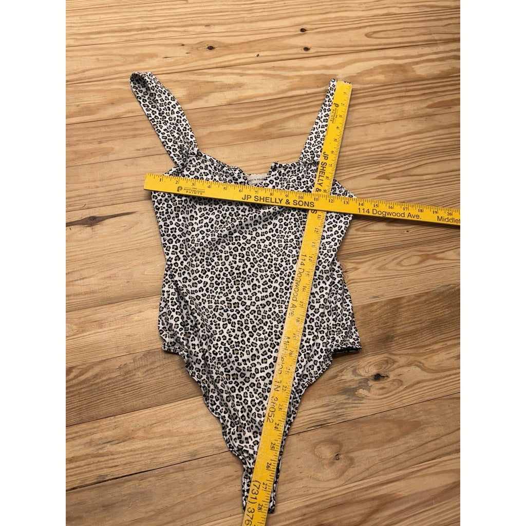 Saints And Hearts Made In The USA Leopard Bodysuit Black Brown Women’s Size M