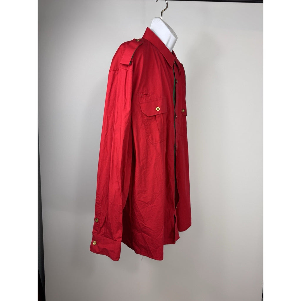 Abalanche Vintage MENS RED BUTTON UP COLLAR SHIRT SIZE 4XL Gold Details