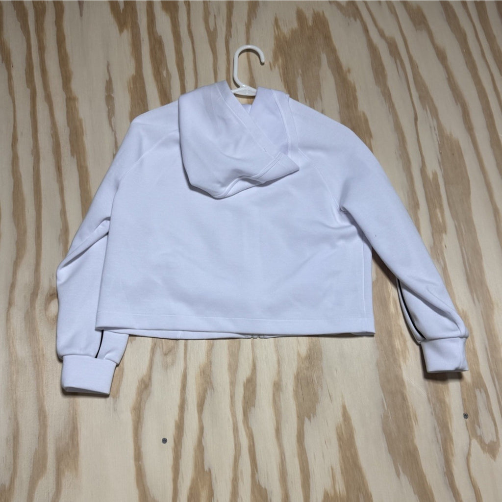 Girls Athletic Works White Full Zip Hoodie Jacket Black Piping Size L 10-12