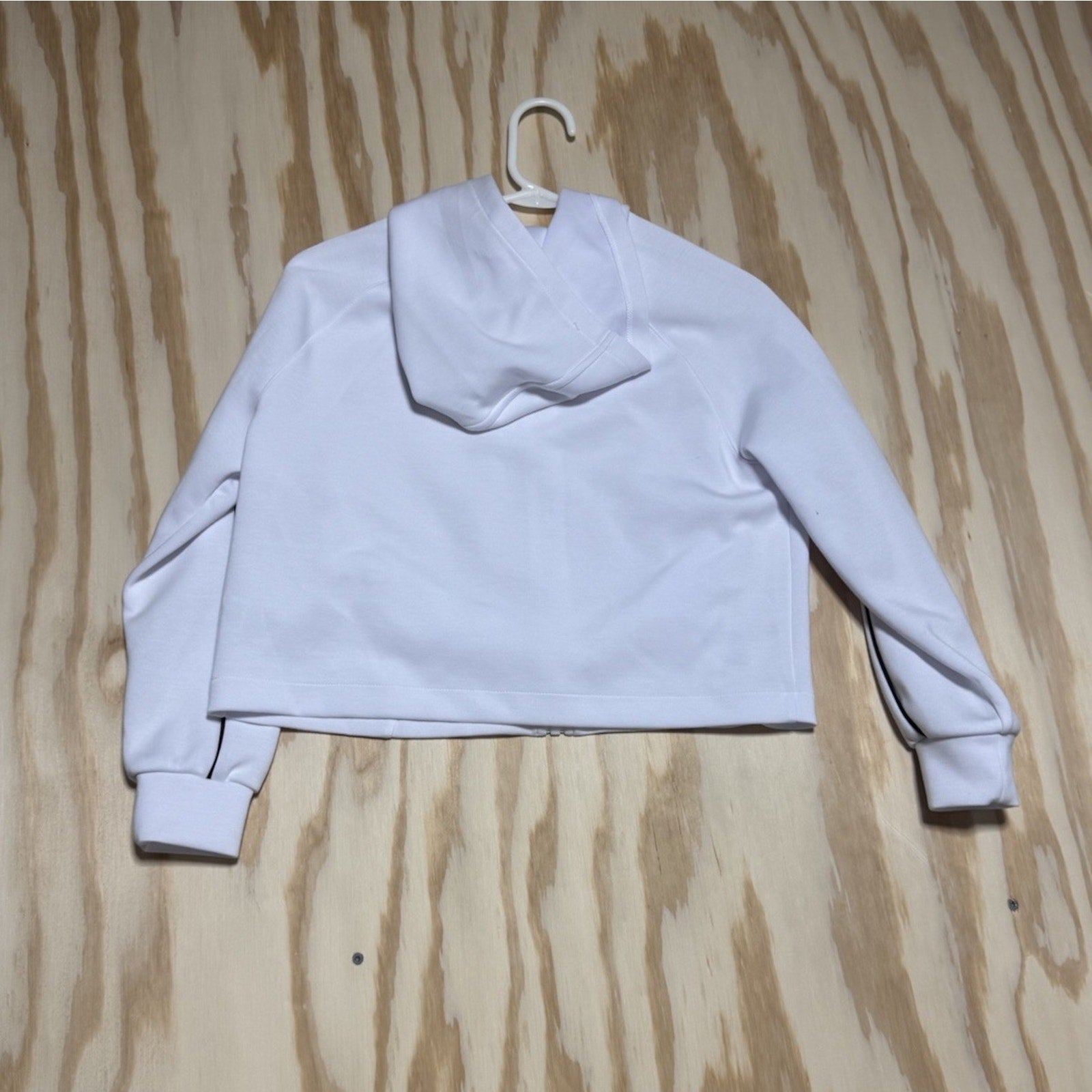 Girls Athletic Works White Full Zip Hoodie Jacket Black Piping Size L 10-12