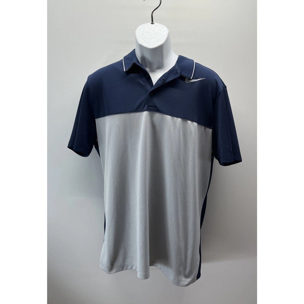 NIKE Golf STANDARD FIT POLO SHIRT GRAY STRIPED MENS Large